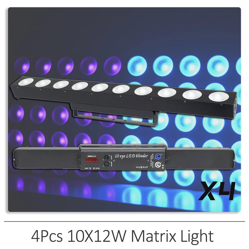 4Pcs/lot LED 10x12W RGBW Matrix Wall Wash Light Horse Racing Strobe Effect DMX Lighting DJ Disco Party Bar Wedding Stage Effect