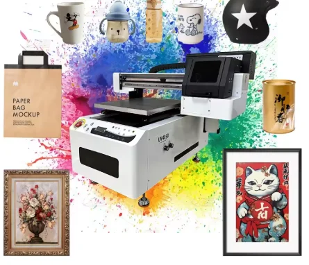 uv 4050 flatbedprinter met twee xp600/i3200u1 koppen veelkleurige cmyk witte vernis toepassing voor telefoonhoesjes