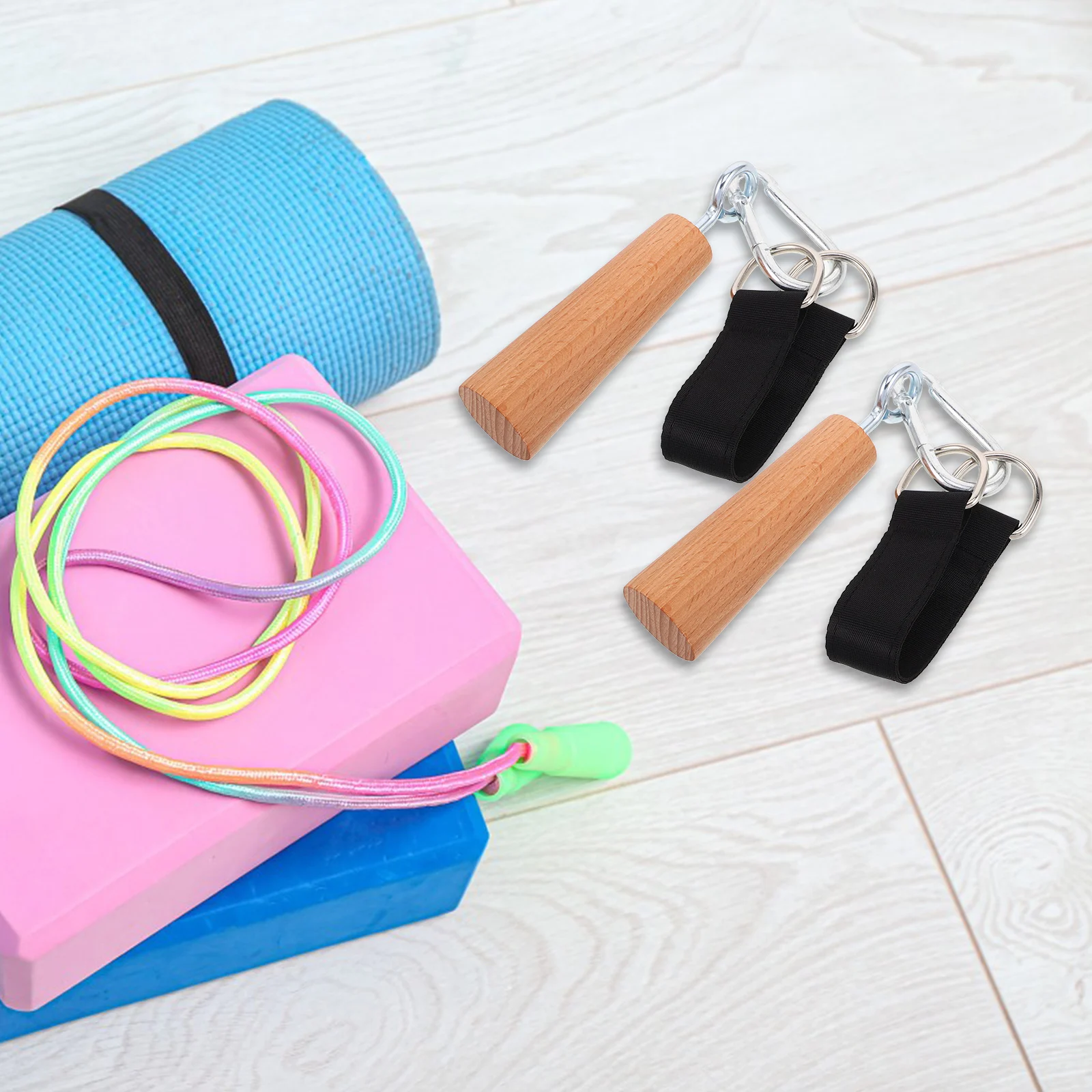 

1Pair Pull Up Handle Grip Wooden Strength Training Assist for Workout Grip Pull Up Bands Resistance Fitness Gym Helper