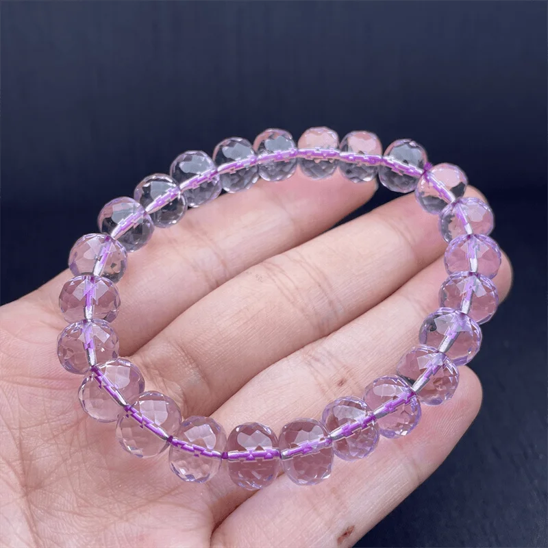 Natural Facet Amethyst Bracelet Rock Crystal Stone Reiki Healing Beads Fashion Men Women Bangles Yoga Jewelry Gift 1PCS