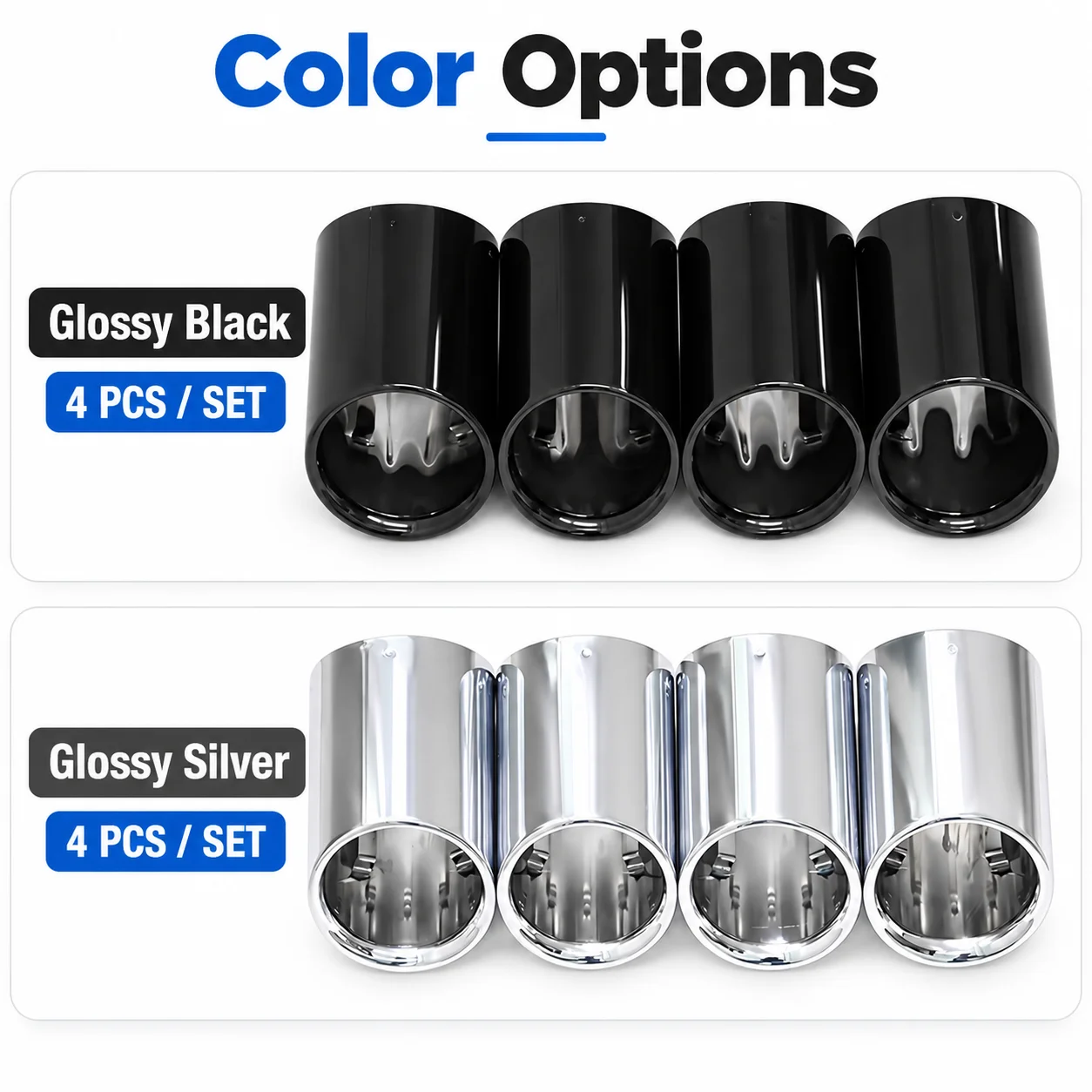 4pcs/lot Car Exhaust Trim For BMW F80 M3 F82 F83 M4 Competition Black Chrome Exhaust Pipe Tailpipe Exhaust Cover