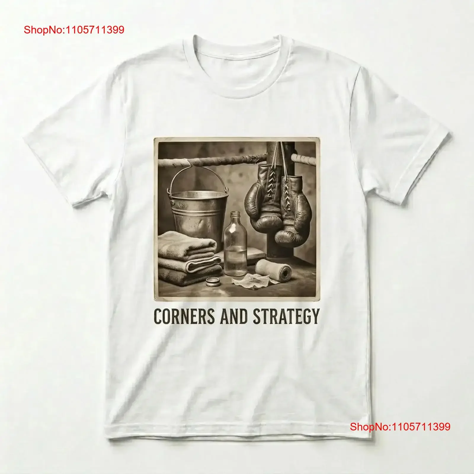 Vintage Boxing Gloves T Shirt 'Corners And Strategy' Retro Fighter long or short sleeves vintage Washed Comfortable Casual
