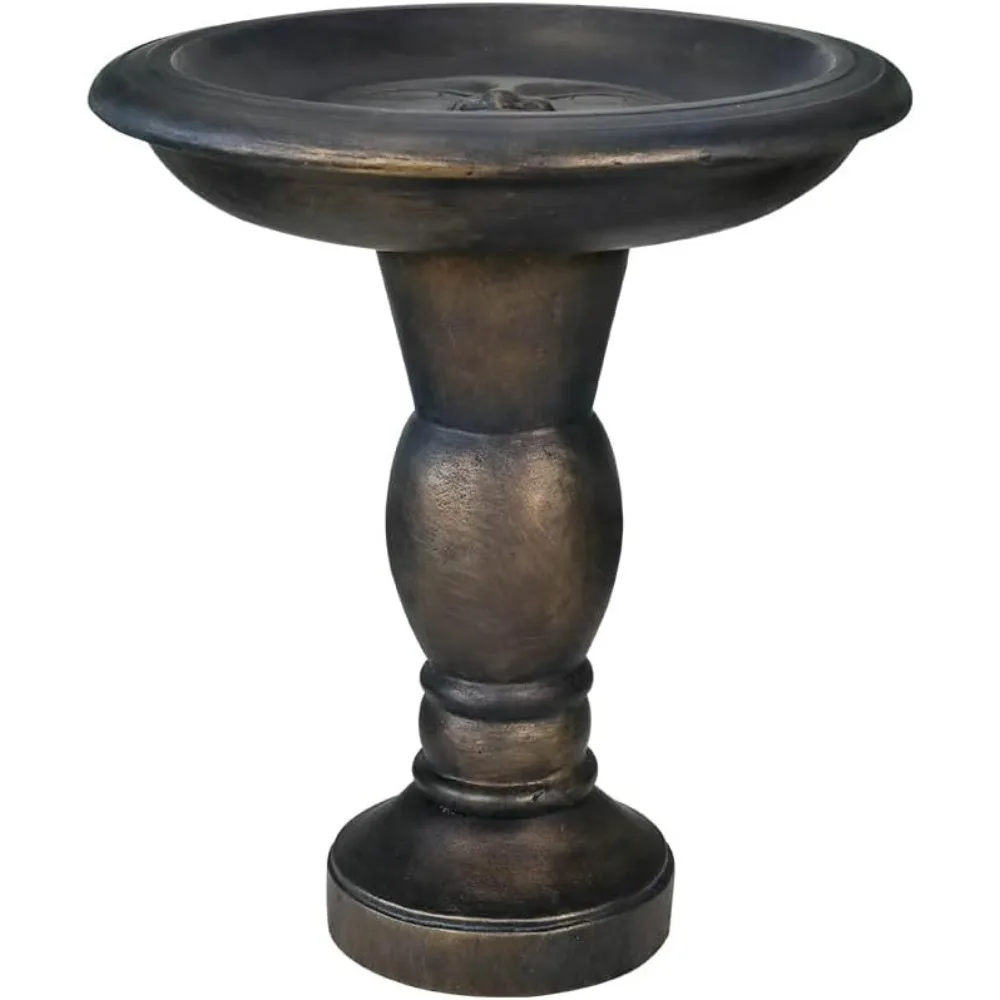 

22-Inch Fibre Reinforced Concrete Pedestal Floor Fountain and Bird Bath Outdoor Decor Antique Pedestal Birdbath