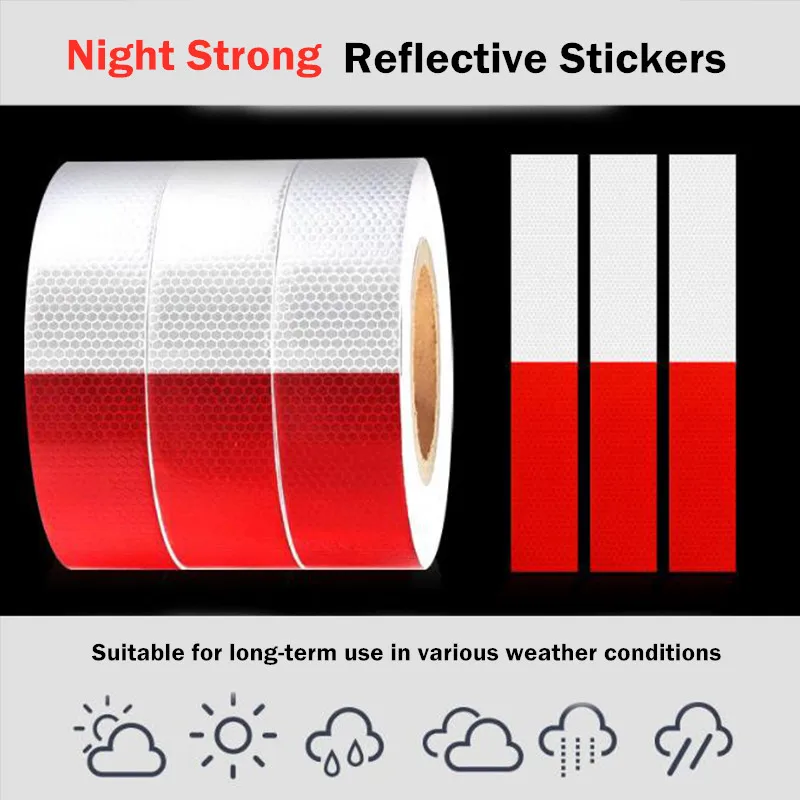 3Meter Car Reflective Tape Auto Safety Warning Sticker Reflector Protective Tape Strip Film for Trucks Auto Motorcycle Stickers