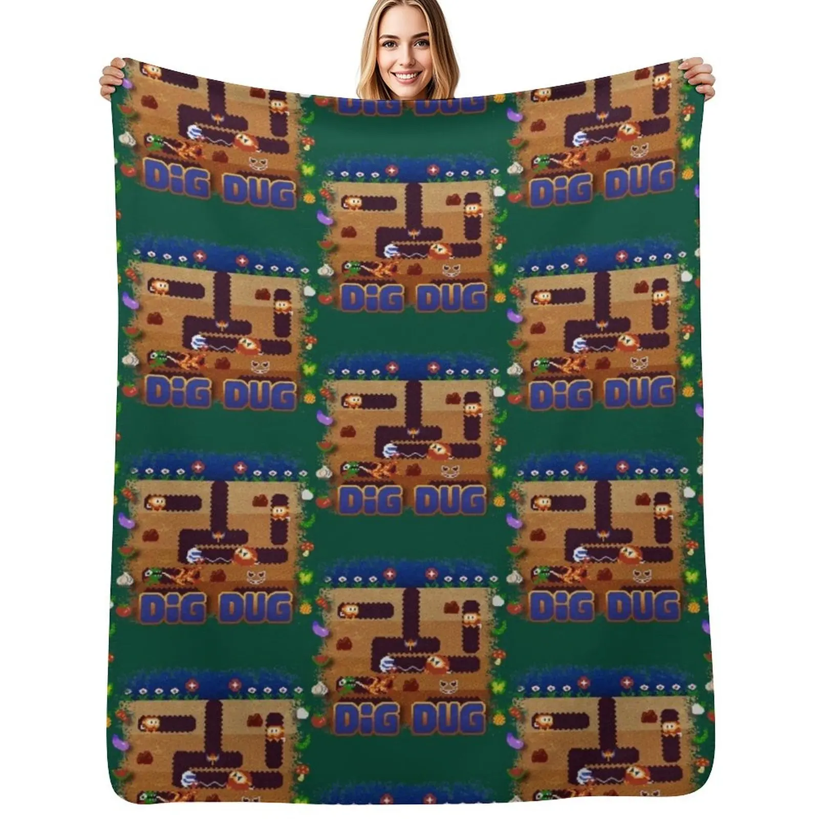 

Birthday Girl Dig Dug Computer Gaming Vintage Style Throw Blanket warm winter funny gift for babies Decoratives Blankets