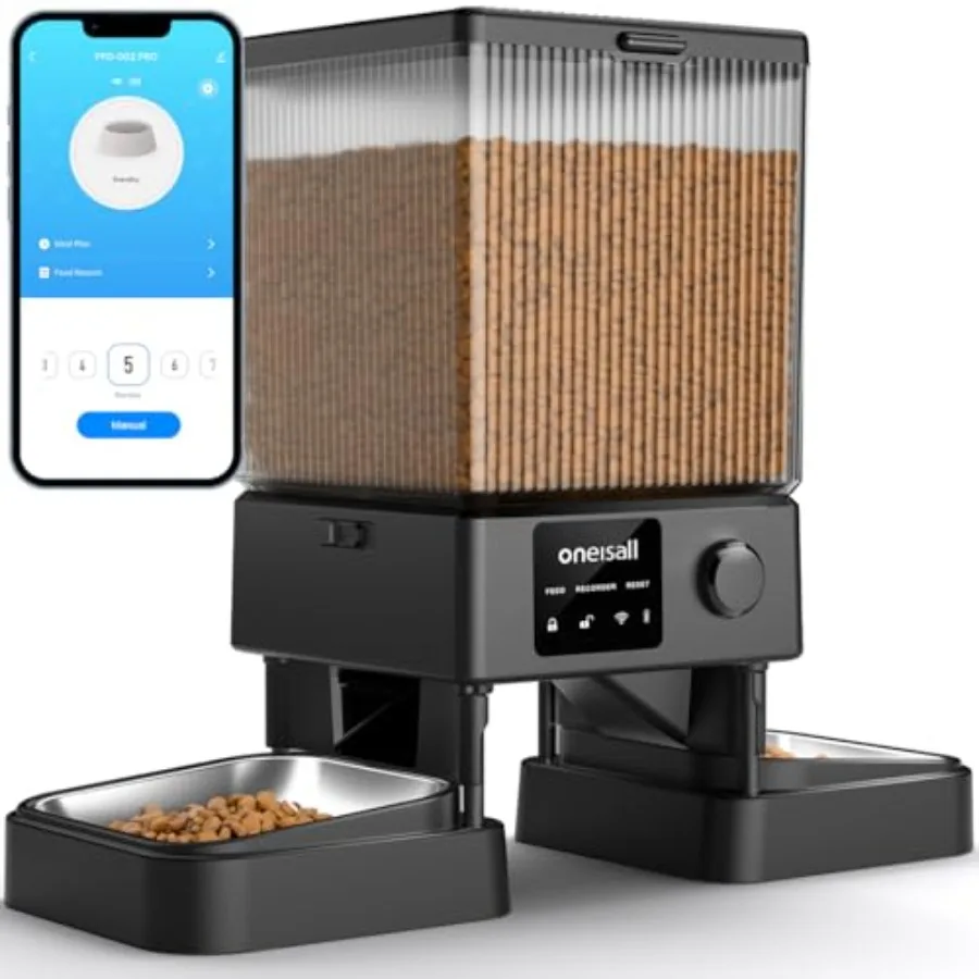Automatic Cat Feeder with 5G WiFi for 2 Cats, BPA-Free Plastic, White, App-Controlled Timed Dispensing 20-Cup Ccity