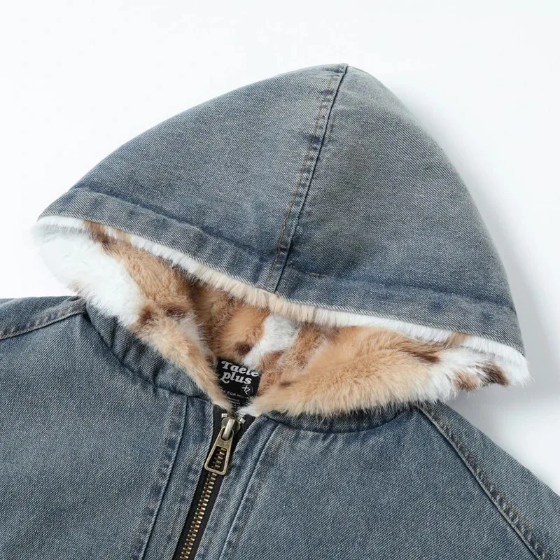 الشتاء رشاقته الدنيم الستر الرجال خمر مبطن سترات معاطف دافئة الشارع الشهير Harajuku الهيب هوب المتضخم جواكت شتوية #4