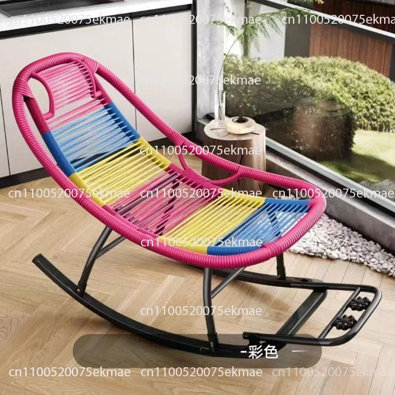 Happy Chair Rocking Lazy Reclining Chair Rattan Chair Balcony Lunch Break Sofa Color Rocking