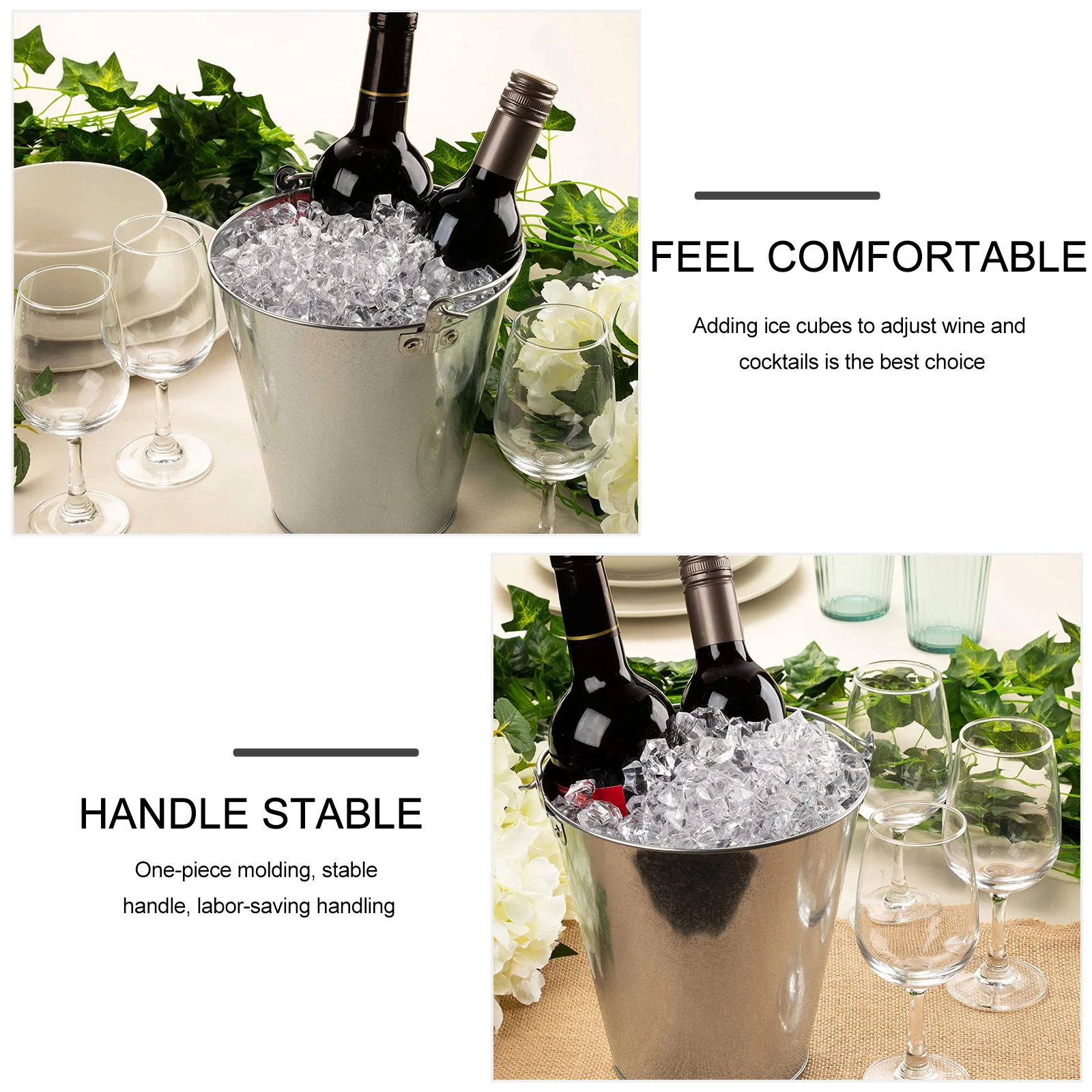 

6pcs Barrel Ice Cube Bucket Ice Bucket Tinplate Large Capacity Holder for Parties Hotels Bars KTV Stable Handle