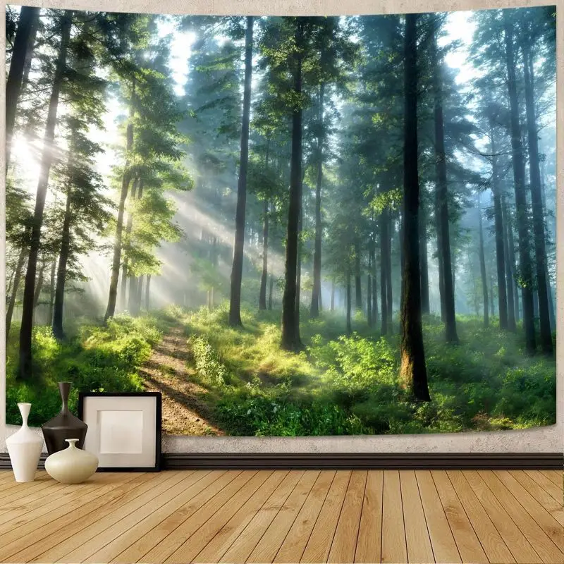 VIKAMA Natural Landscape Tapestry Modern City Forest Wall Art Trendy Nature Decor for Bedroom Living Room