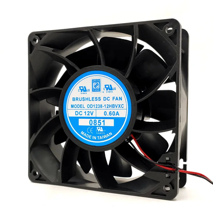 OD1238-12HBVXC DC 12V 0.60A 120x120x38mm 2-Wire Server Cooling Fan