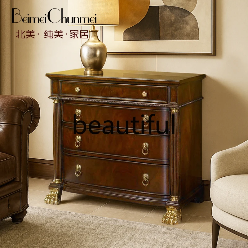 Classic American bedside table Villa furniture Customized peach blossom heart Bedside table High-end decorative corner cabinet