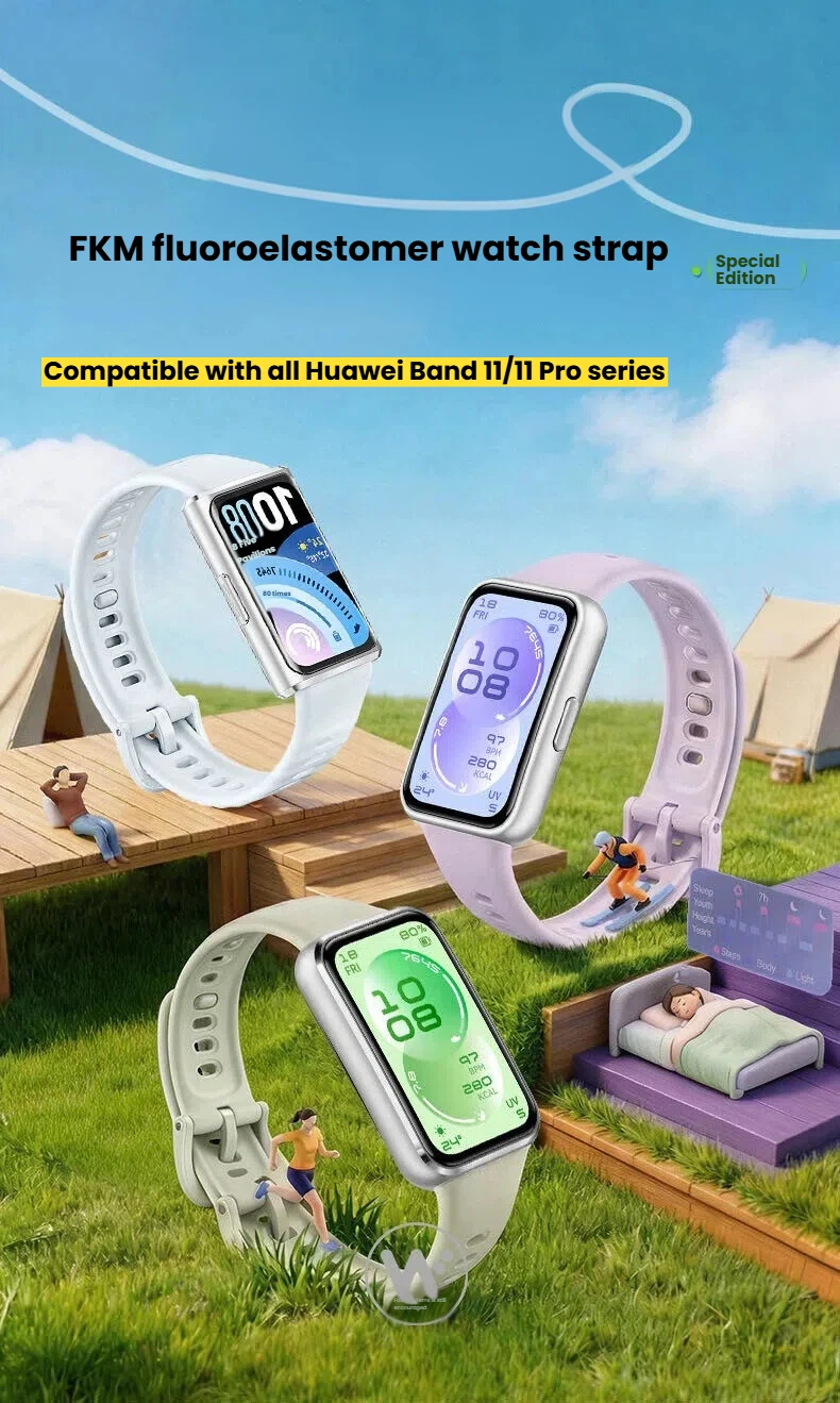 Soft Silicone Watch Band For Huawei Band 11Pro Band 11 Waterproof Breathable Sport Replacement Wristband Strap watch accessories