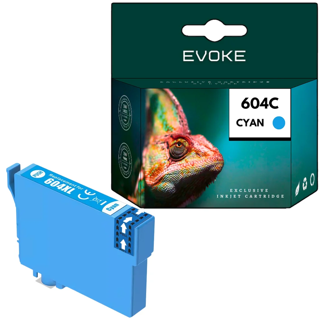 Evoke Compatibele Inkt voor Epson 604XL 604 XL C13T10H24010 Cyaan 9 ml 780 Pagina's Expression Home Xp-2200 2205 3200 3205 4200 4205; Workforce Wf-2910Dwf 2930Dwf 2935Dwf 2950Dwf