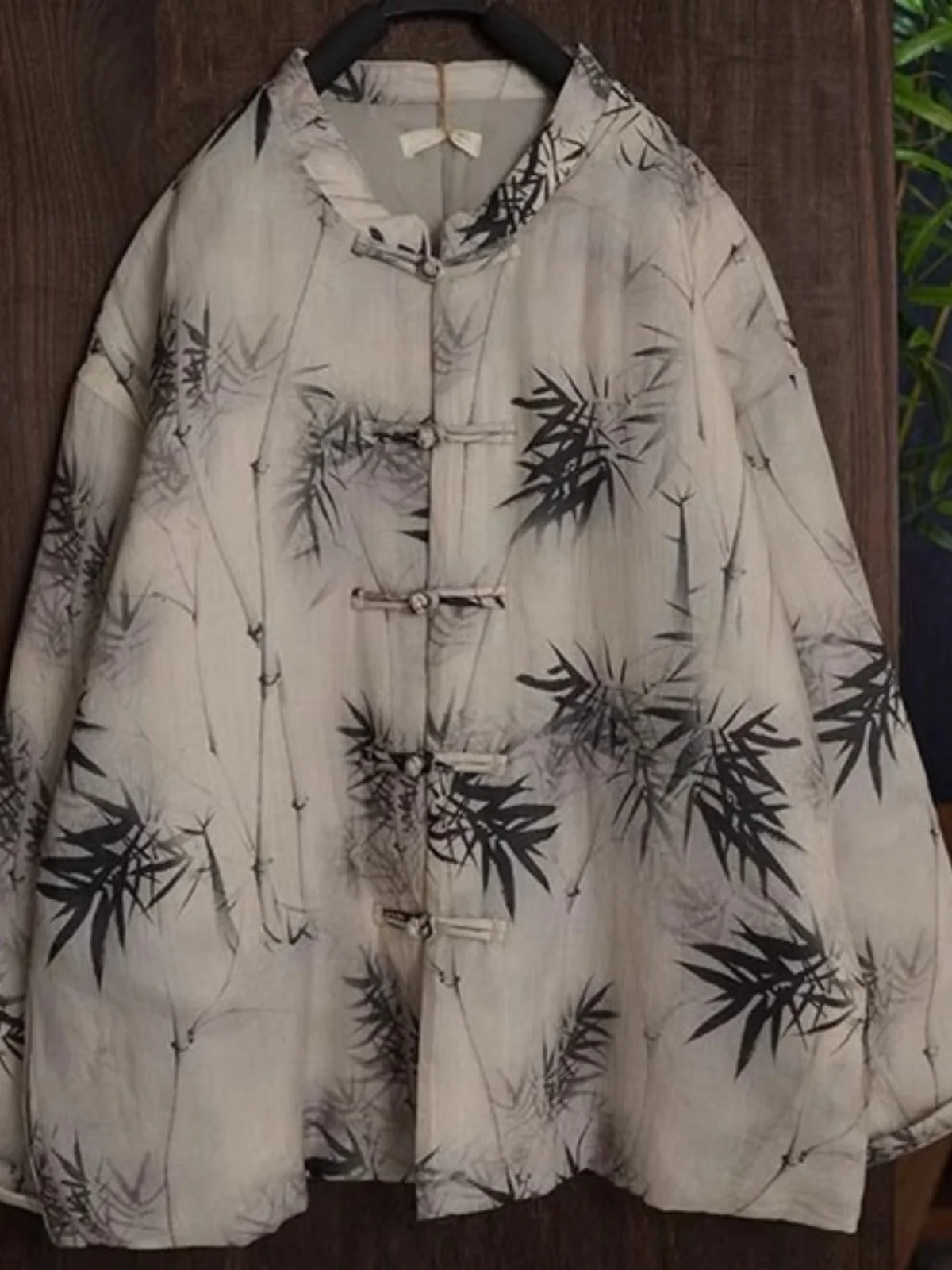 

Женский теплый зимний пальто-костюм из хлопка с бамбуковым принтом, на пуговицах, с длинным рукавом, для повседневной носки