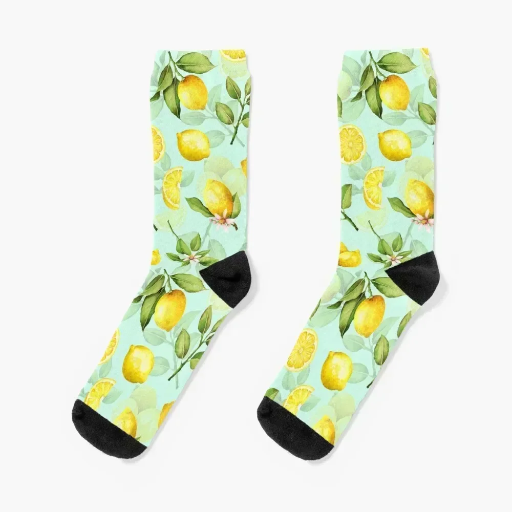 

Summer Lemons turqouise Socks kids gift Novelties hiphop Men Socks Luxury Brand Women's cool Men's FASHION Ladies Socks Men's
