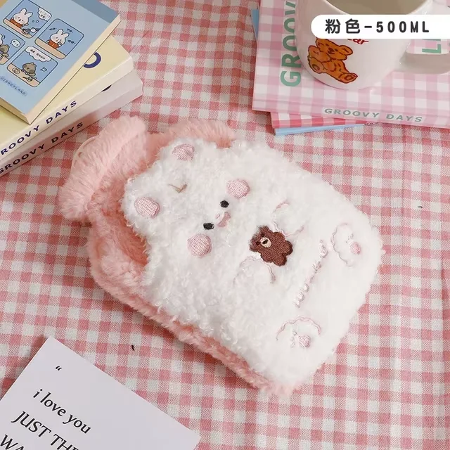 Hot Water Bottle with Plush Cover, Warm Water Bag for Menstrual Cramps, Winter Hand & Abdomen Warmer for Period Pain Relief