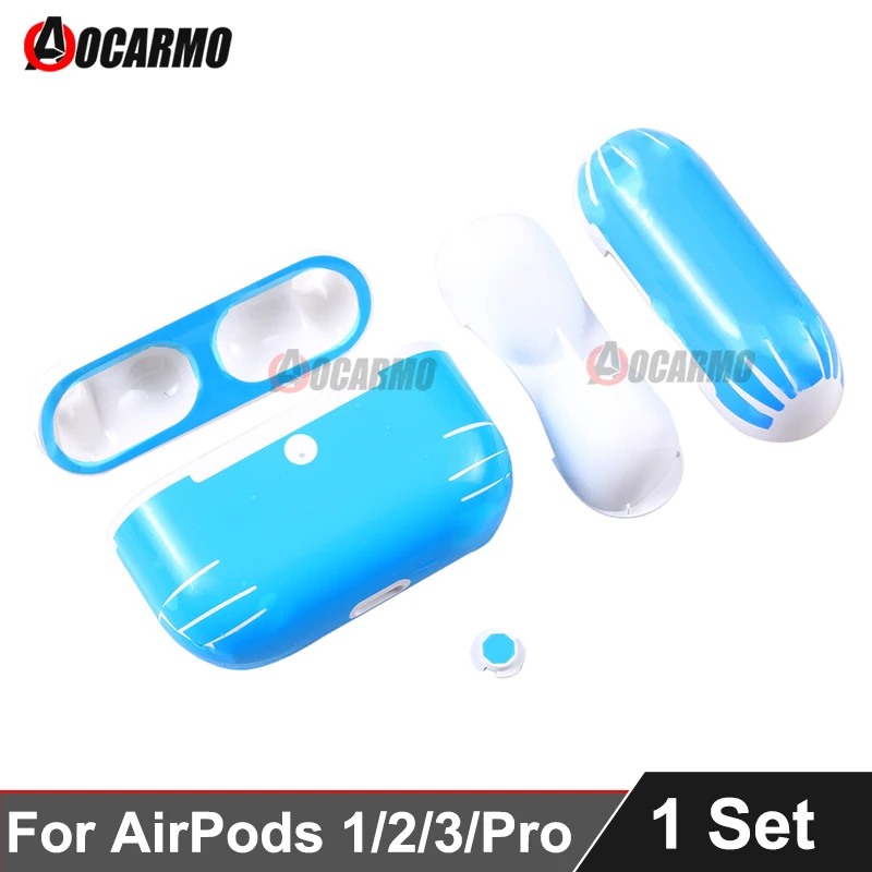 Aocarmo For Apple AirPods 1 2 3 Pro Pro2 Full Set Housing Shell For Charging Case Battery Box Compartment Repair Part