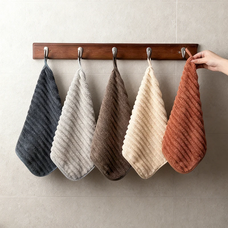 5-Piece Soft Absorbent Hand Towel Set 11.8*11.8 inch Quick Drying Washcloths Portable Square Towels Home Travel Use