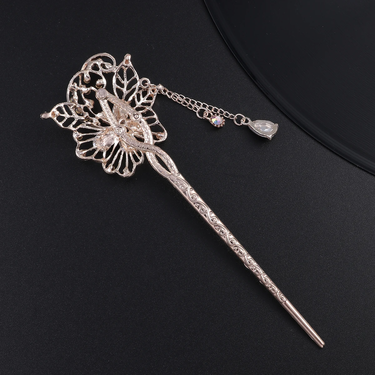 

Crystal Hairpins Vintage Rhinestone Hairpin Updo Hair Stick Hair Decoration Tassel Pink Women Party Elegant Gift