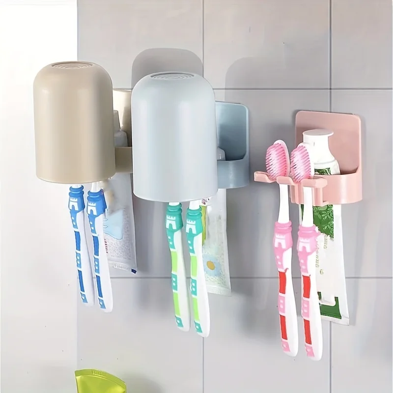 1 Stück einfach zu installierender, an der Wand montierbarer Zahnbürstenhalter mit bohrfreiem Design – halten Sie Ihre Zahnbürste und Zahnpasta ordentlich aufbewahrt – Detail 5