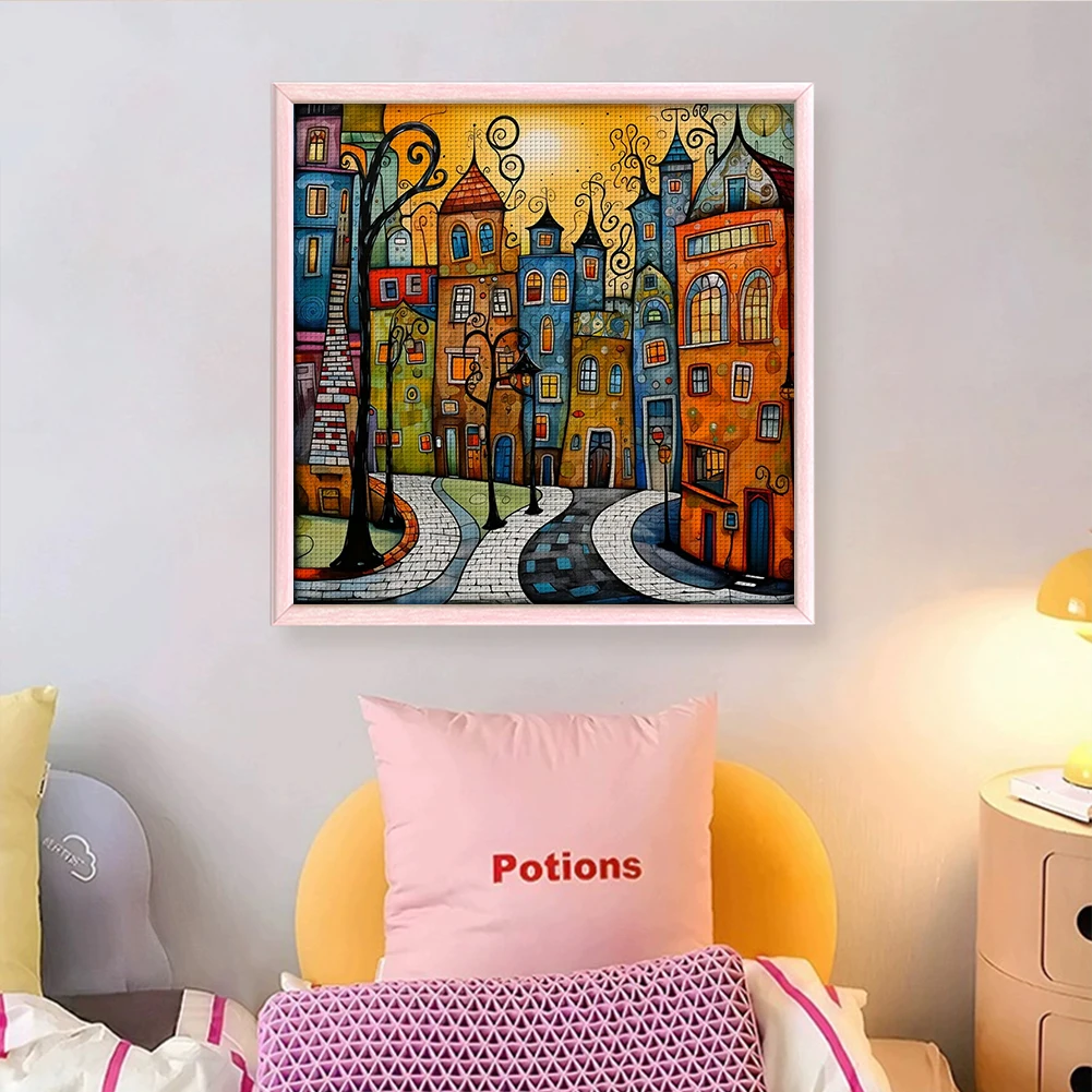 Full Embroidery cotton Thread 14CT Counted Houses Cross Stitch Kit40x40cm