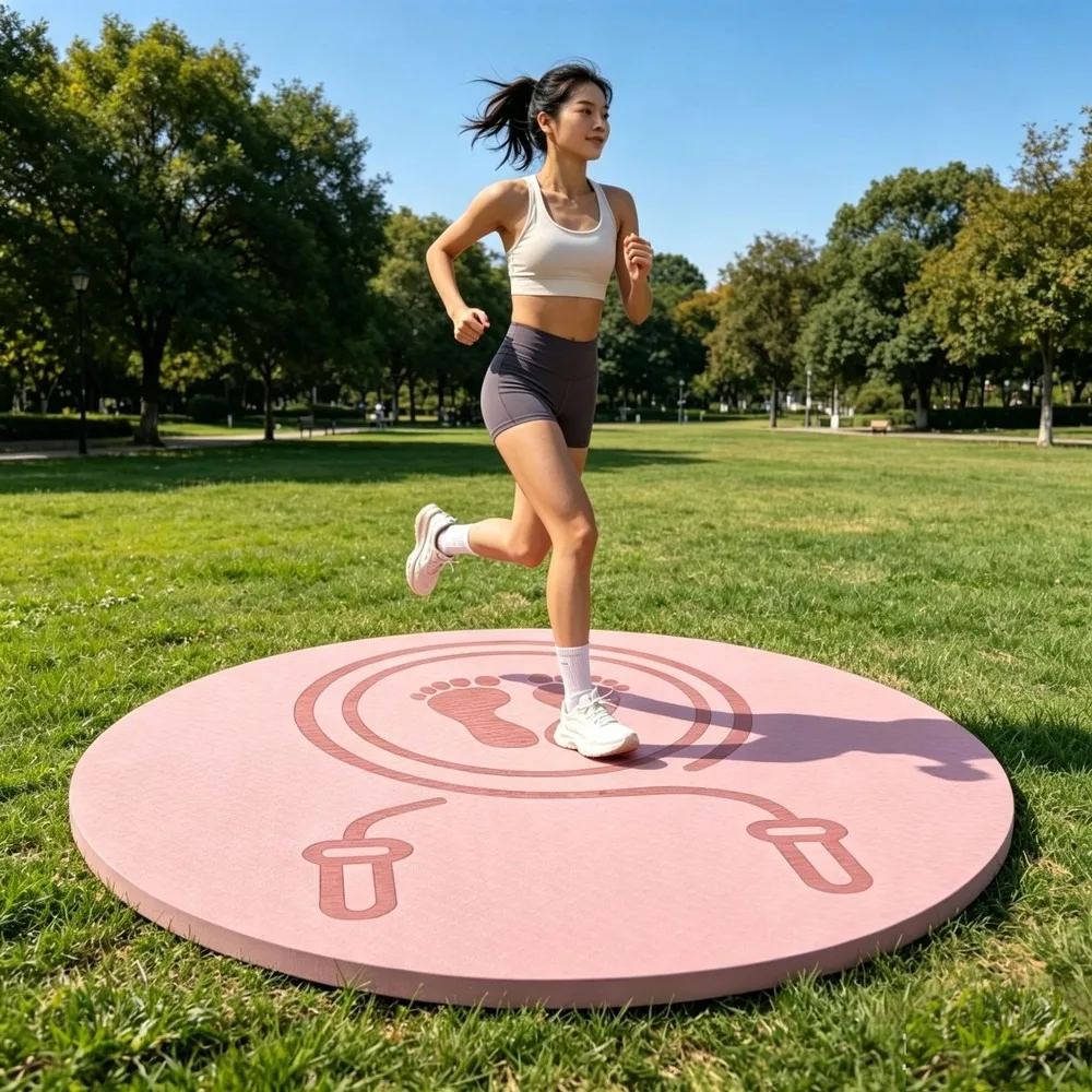 Premium TPE Jump Rope Mat Non-Slip Shock-Absorbing Soundproof Thickened Yoga Mat for Home Indoor Fitness