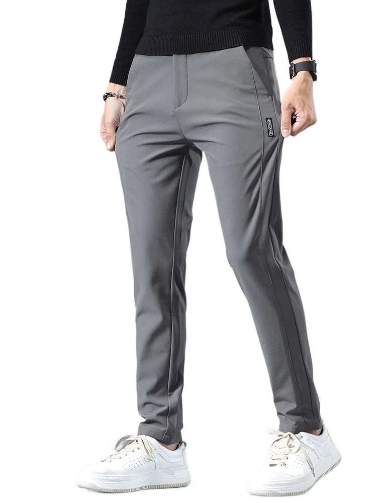 

Winter Fleece Golf Casual Pants Men Business Slim Stretch Jogger Thick Trousers Korean Classic Elastic Waist Velvet Male Pants