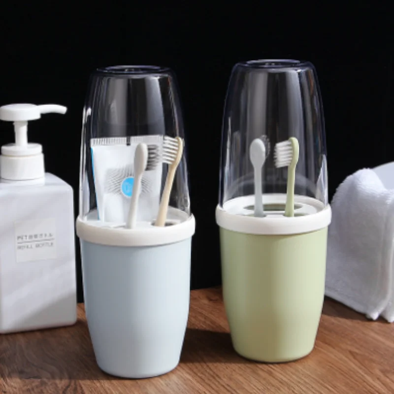 1PC Couple mouthwash cup with lid home travel portable dental box and box simple personality plastic toothbrush cups