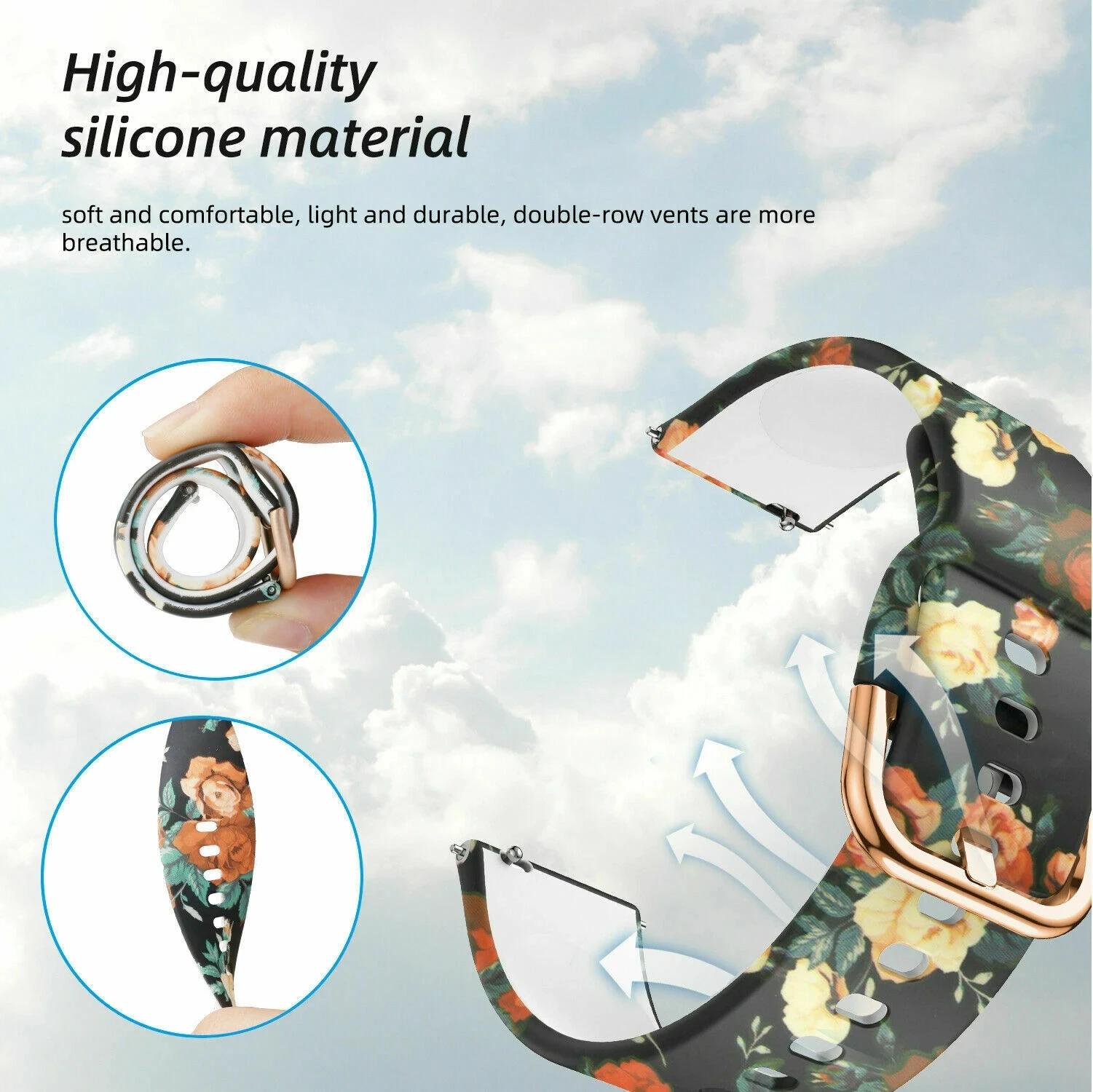 Correa de silicona para Samsung Galaxy 4/5/6/7 pulsera con patrón colorido Active 2 40mm reloj 6 clásico 43mm 47mm 5 Pro 20mm cinturón