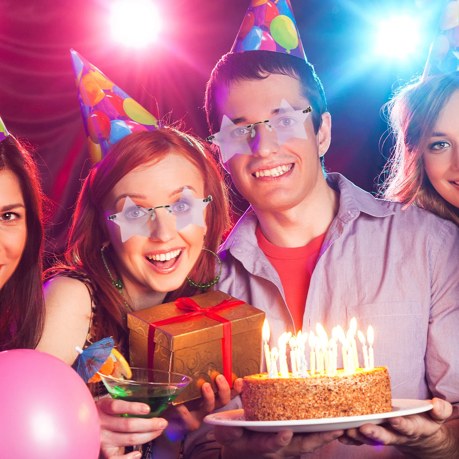 

Star Sunglasses Rimless Party Eyewear Fun Decorative Props For Festival Vacation Street Photo Wear Five Pointed Sun