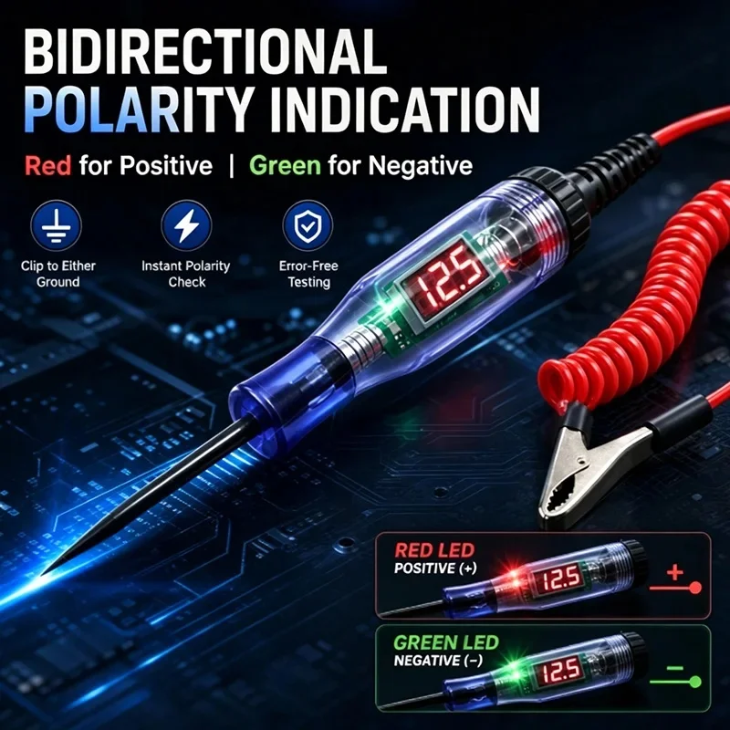 Lorvmed 5‑90V AC/DC LED Car Test Pen IP65 Rated Circuit Fuse Detection Testing Tool