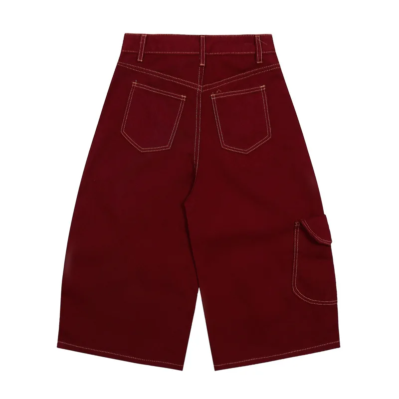 2025 Summer Denim Shorts Mens Streetwear Hip Hop Loose Wide Leg Short Jeans Men Harajuku Y2K Short Pants