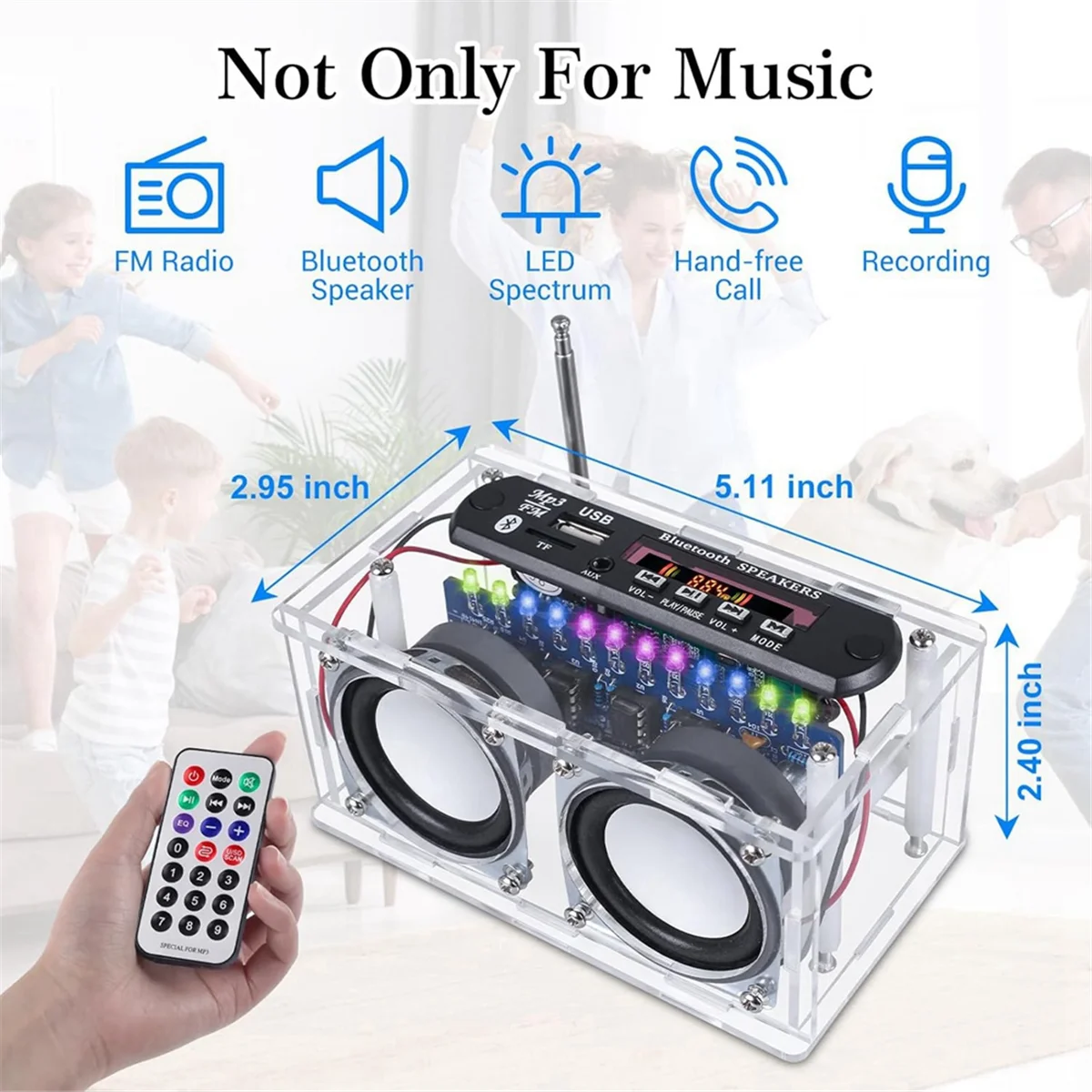 POP-lDIY Bluetooth Speaker Kit,Recording Function FM Radio Soldering Practice Kit with LED Spectrum and Remote