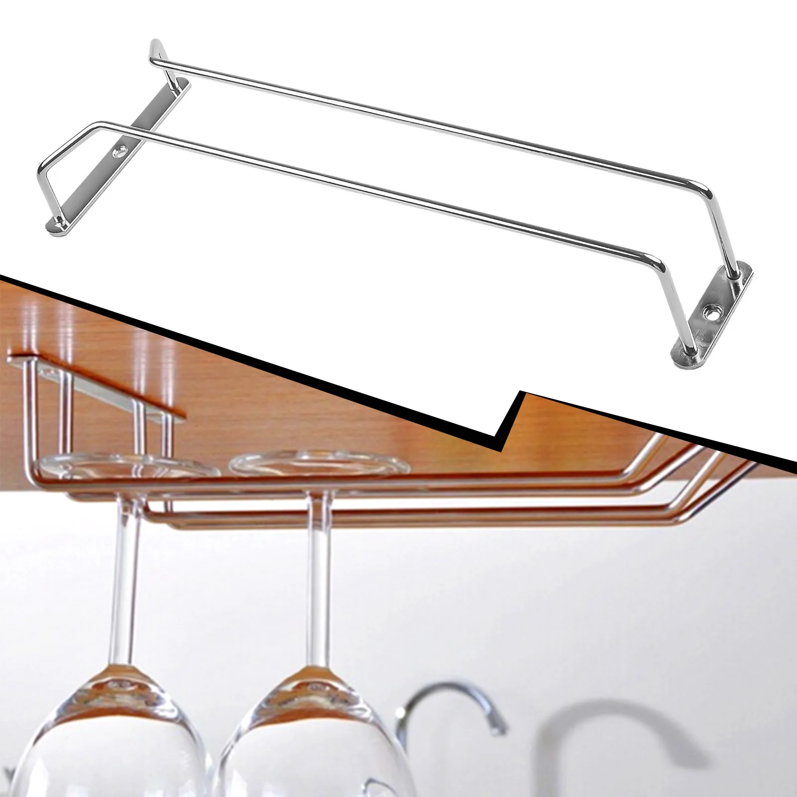 Strong Stainless Steel Wine Glass Rack for Kitchen and Bar Cup Holder for 4 5 Glasses with Smooth Sliding and Secure Hanging