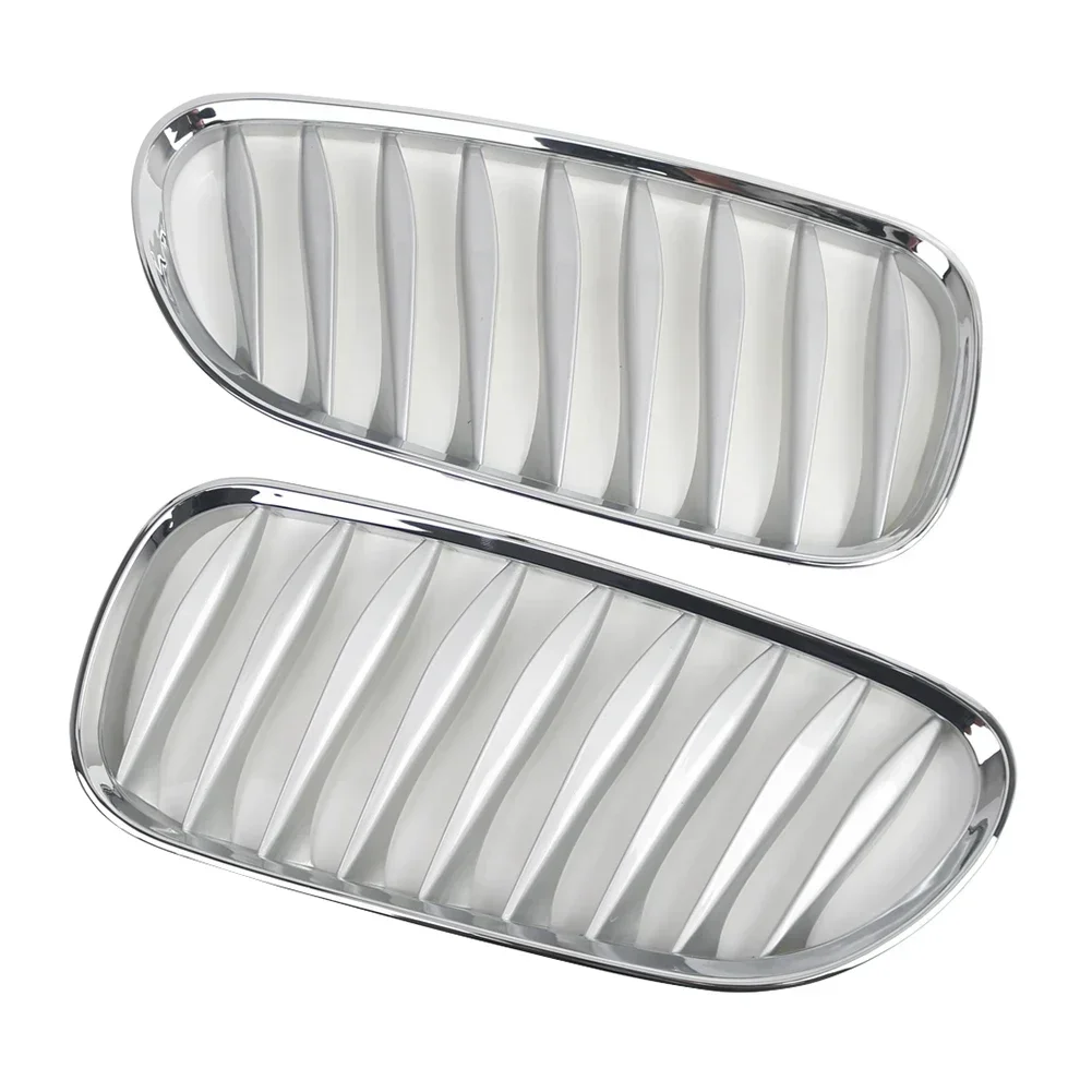 1 Pair Car Front Bumper Kidney Grille Racing Grills For BMW Z4 E85 2003-2008 Coupe Convertible Replacement Silver Grilles ﻿