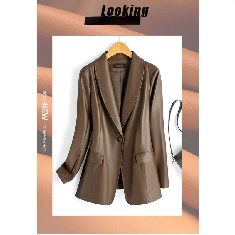 Advanced Sense Jackets for Women High Quality Waist Leather Suit Short Foreign Style Slim Slim Sheepskin Korean Version Coat