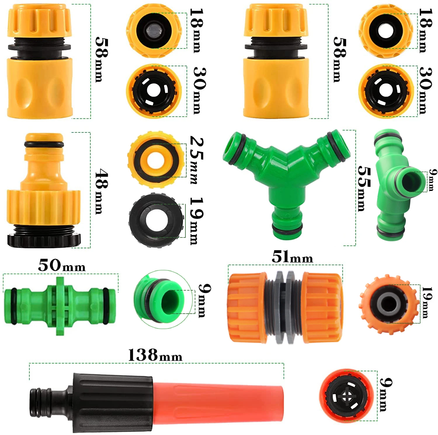 

15 Pcs Garden Hose Connector Set Connector End 3 Tap Extender Hose Quick Connectors Repair Joint Pipe Irrigation Accessories