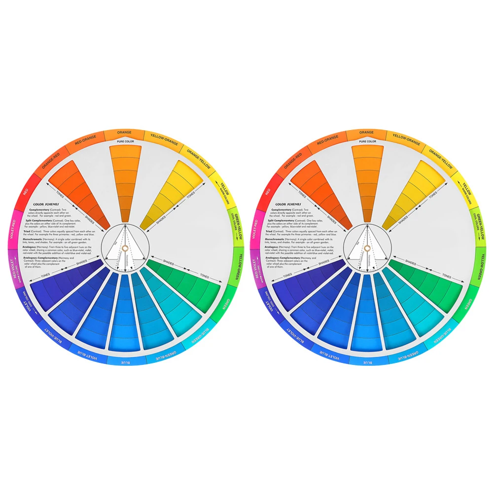 2Pcs Gradient Wheel Card Learning Chart Tool for Drawing Painting Nail Teaching Aid Standard Color Card Color Mixing Guide