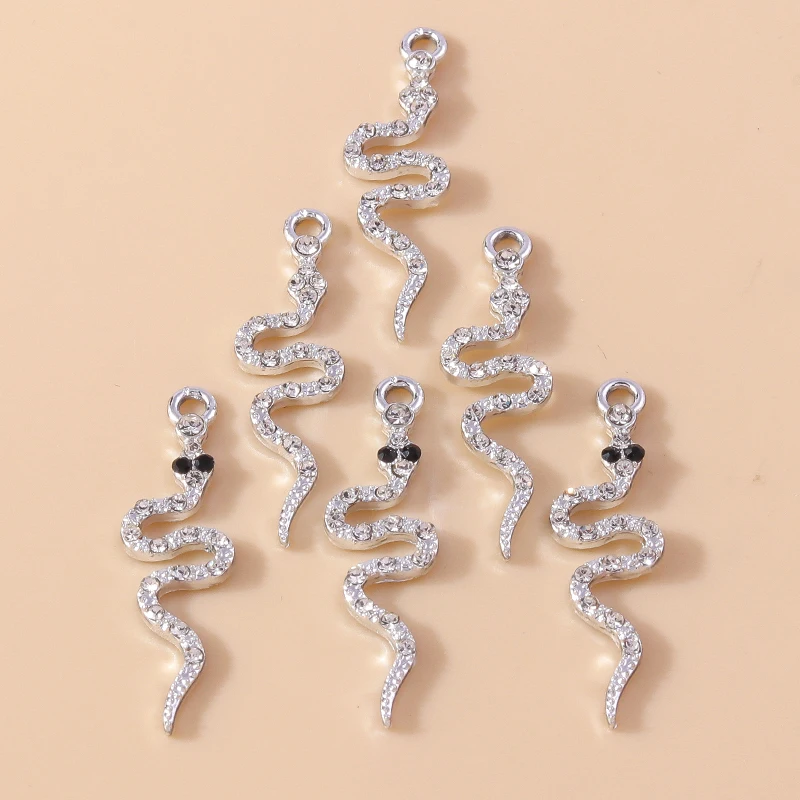 Leslie 10 Stück 9*32mm Exquisite Zirkon-Kristall-Schlangenanhänger für DIY Handgemachte Ohrringe, Armbänder, Halsketten, Anhänger, Schmuckherstellung – Detail 3