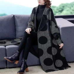 Cappotto lungo a vento con punto d'onda grande per le donne nuova primavera autunno collo allentato con risvolto Trenchcoat donna Casual Outwear 5XL