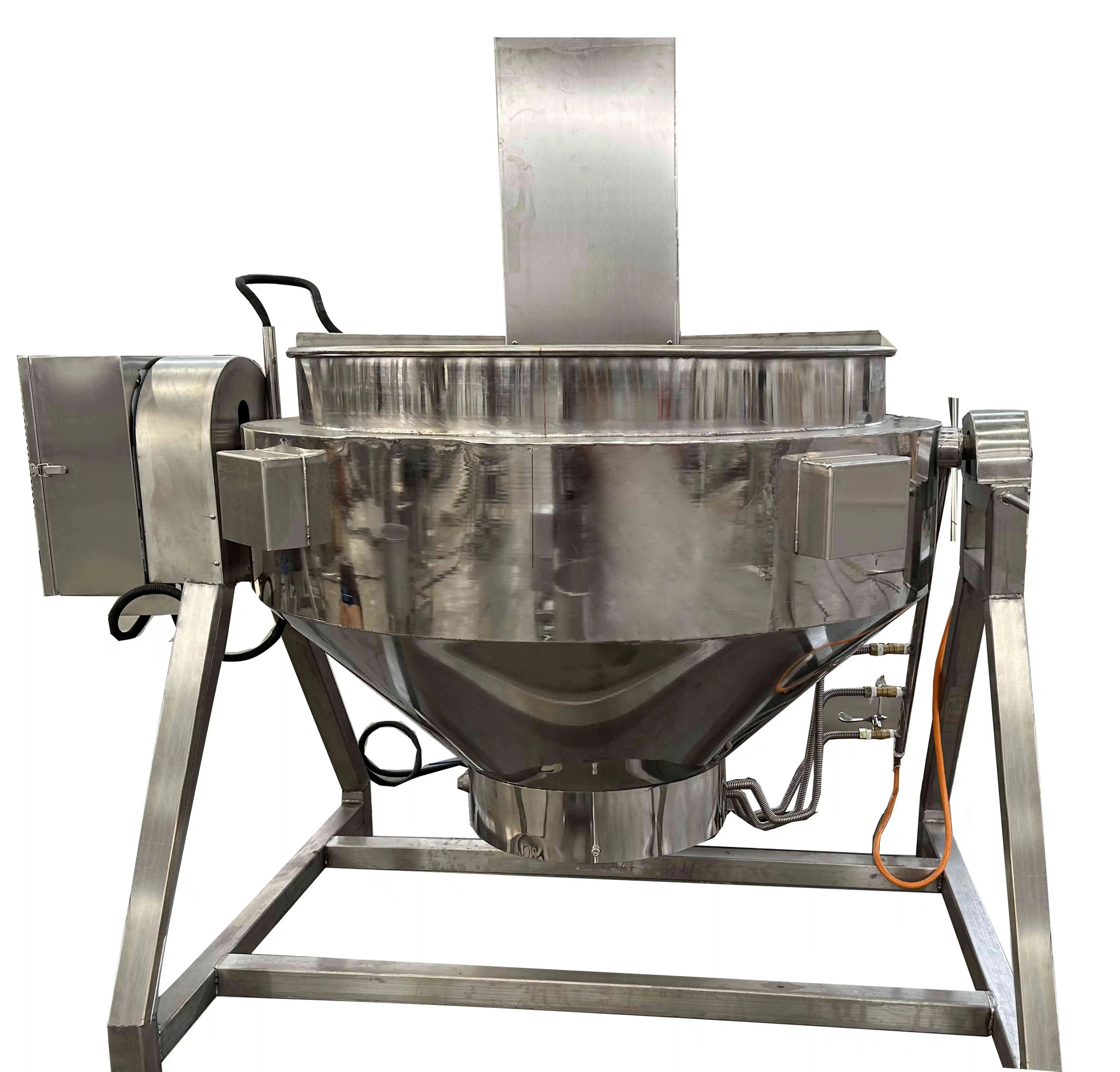 

All-In-One Jacketed Motorized Tilting Cooking Equipment for Meat Jam Halwa Soup Boiling Kettle Gearbox for Cooking Oil Factory