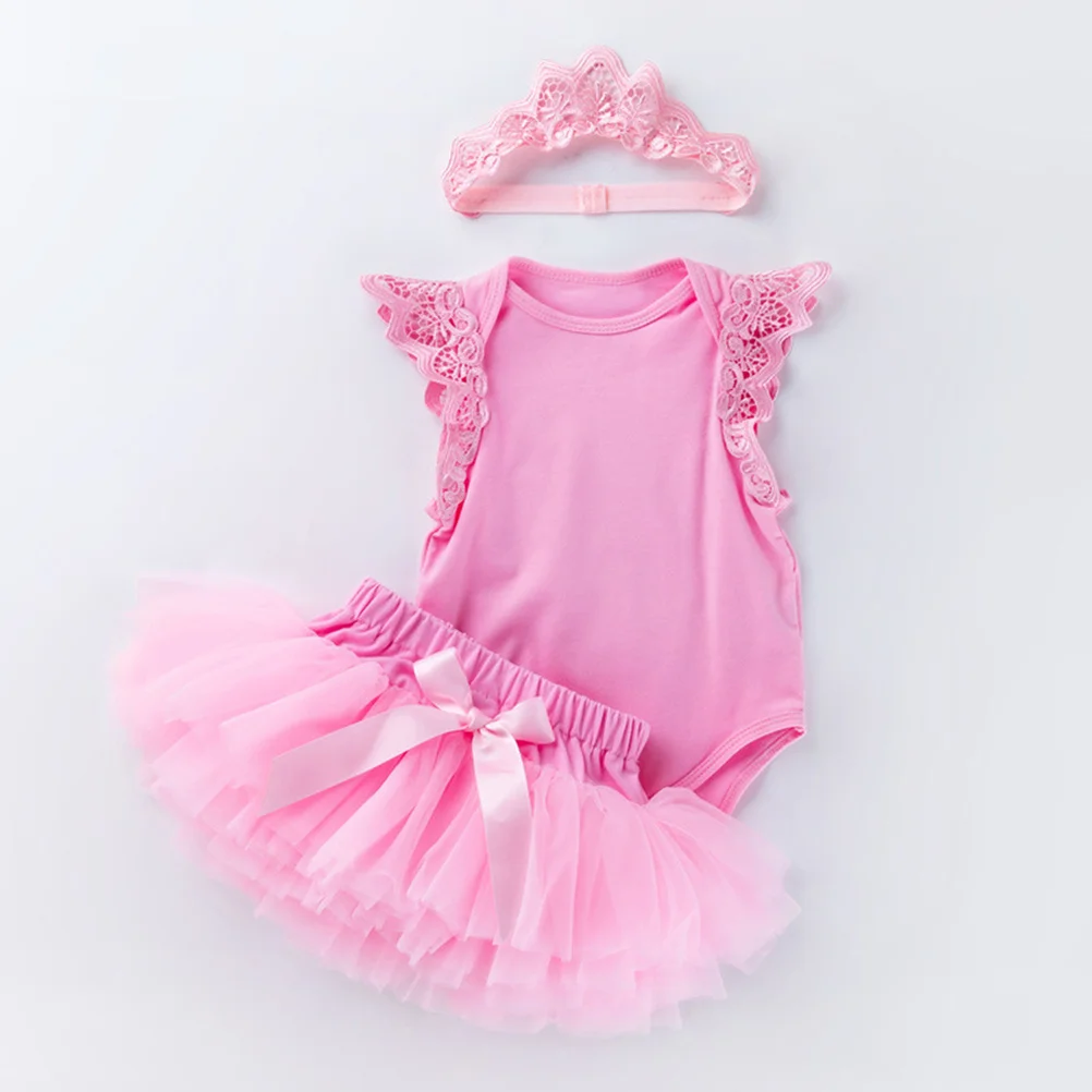 

1 set Baby Girls Princess Dress Set Tulle Skirt Headband Outfit Summer Wear Newborn Party Beach Photo Prop Romper Clothes