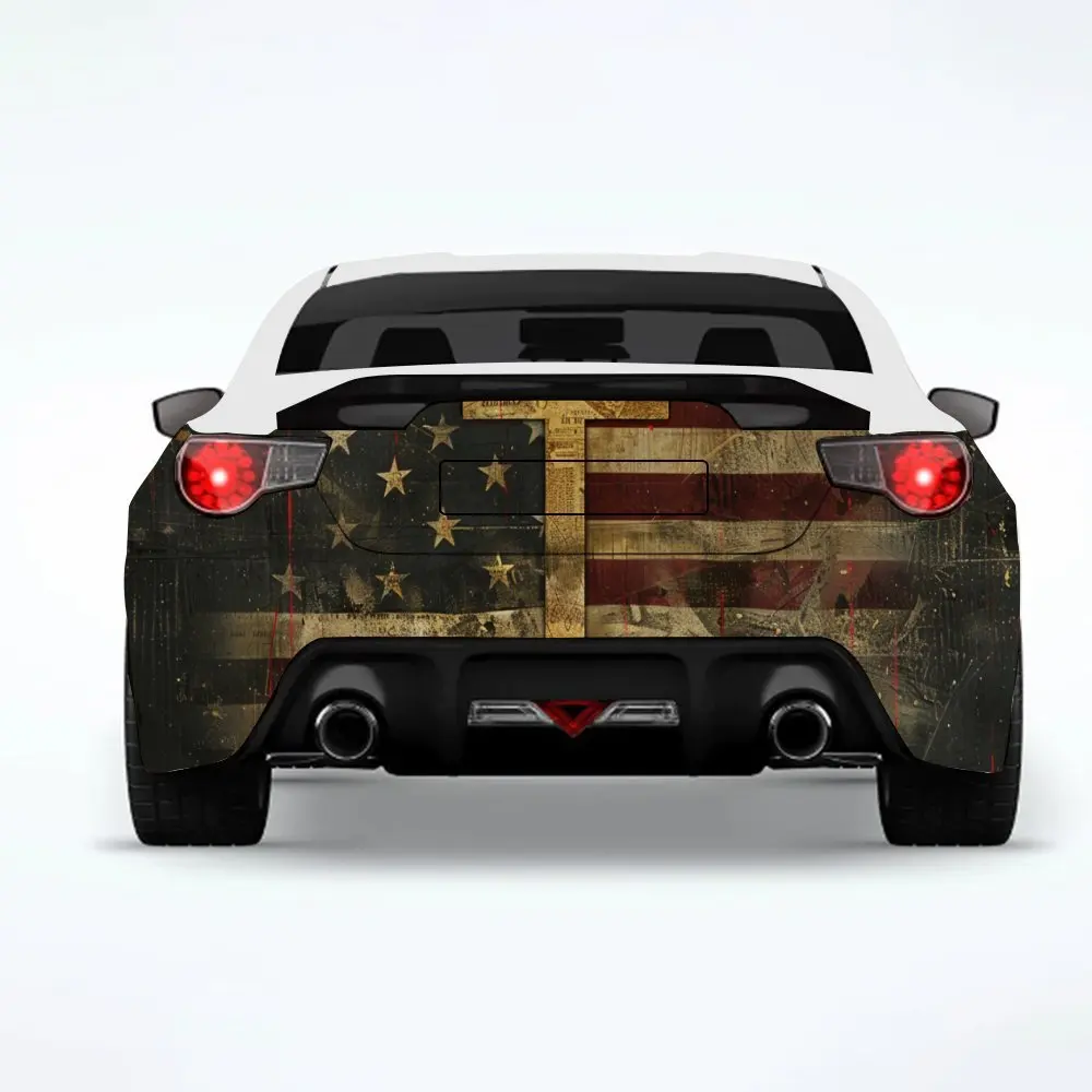 

American Flag and Cross Car Sticker,Vinyl Decal for Car Rear, Waterproof Self-Adhesive Vinyl Stickers for Vehicle Tail and Bumpe