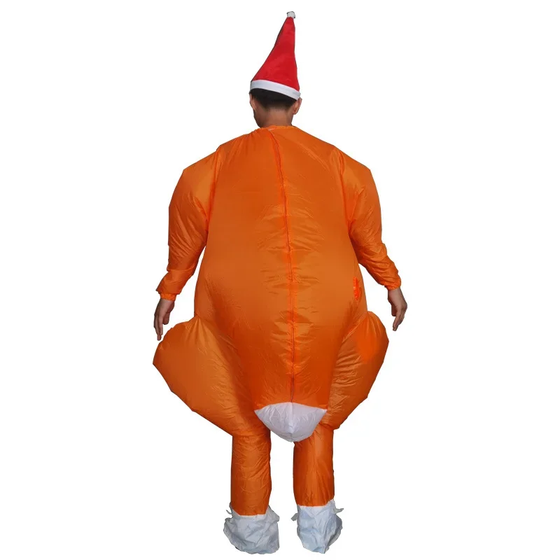 Inflatable turkey costume with Christmas hat, funny jumpsuit costume for Thanksgiving themed party