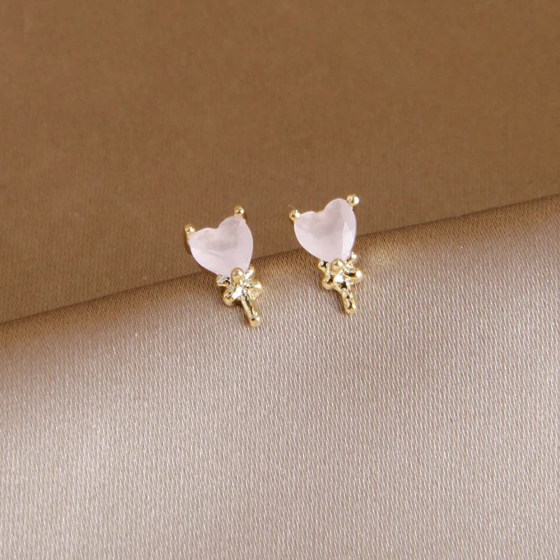 New Sight Cute Pink Heart Earrings 2022 Fashion Brand Jewelry Delicate Crystal Bowknot Stud Earrings for Women Gift