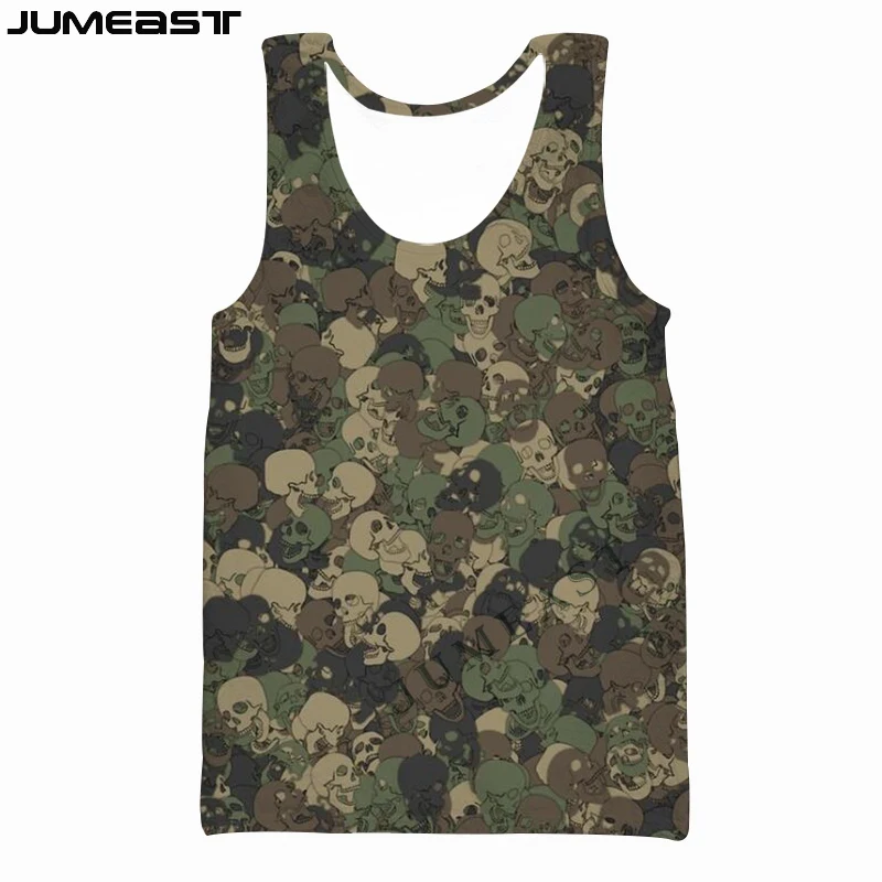 

Jumeast Y2k Men Women 3D Printed Vest Hunting Skull Camouflage Short Sleeve Sport Pullover Summer Hop Tank Tops Tees