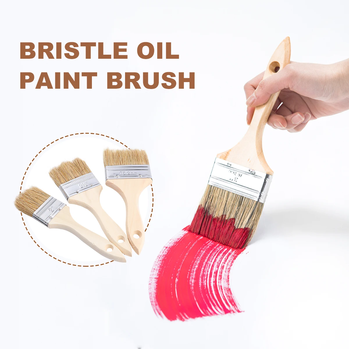 

9 pcs BBQ Bristle Paint Brush Wooden Handle Oil Acrylic Watercolor Home Graffiti Portable High Temp Corrosion Resistant Kitchen