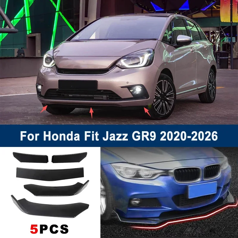 

Adjustable 5Pcs Sectional Front Spoiler Lip For Honda Fit Jazz GR9 2020-2026 Front Bumper Splitter Car Exterior Sport Body Kit