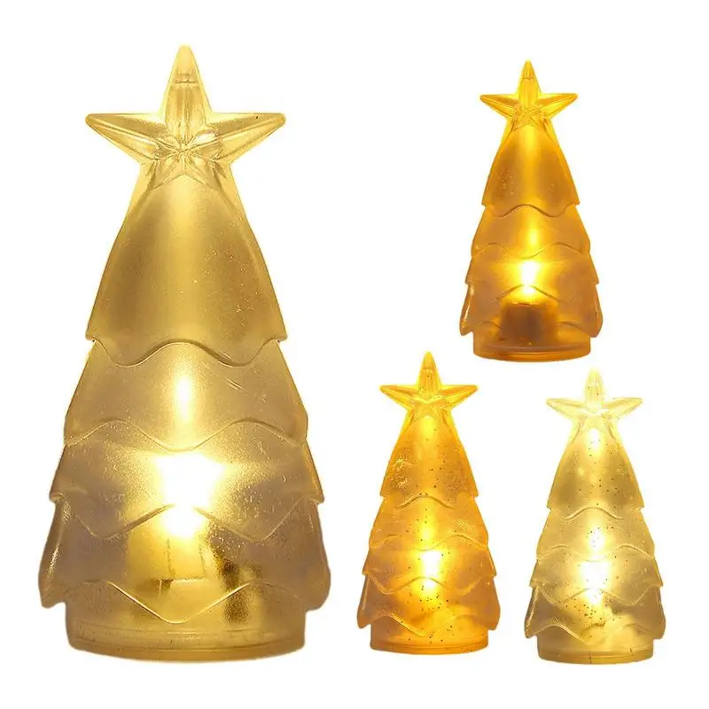 LED Christmas Tree Night Light, Desktop Ornamentos, Decoração De Natal, Luzes De Vela Eletrônicas, Lâmpadas De Atmosfera, Casa, Festa De Ano Novo